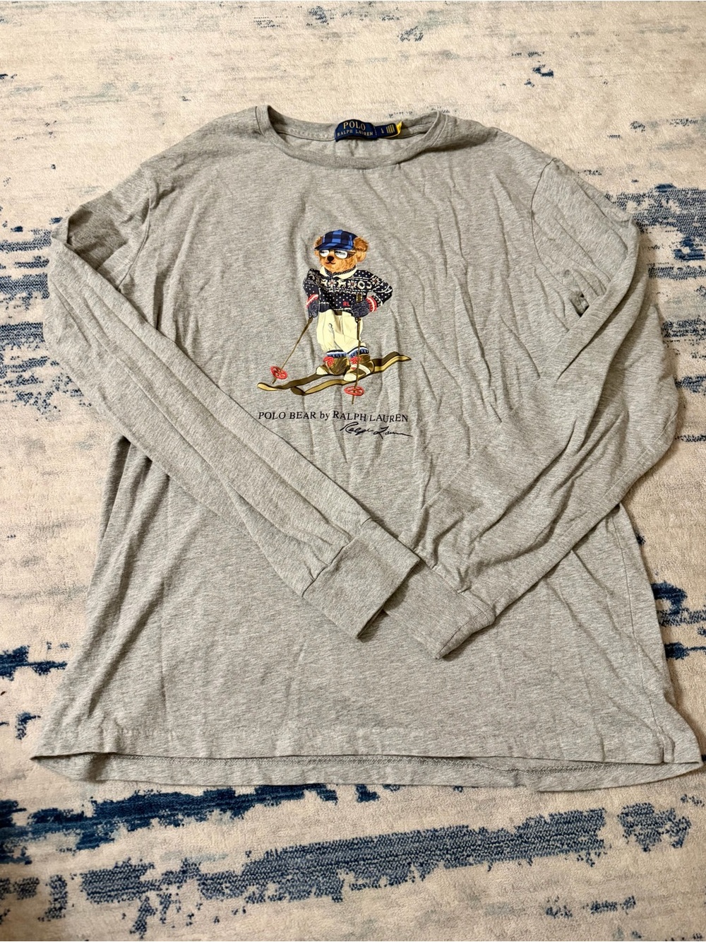 Polo Ralph Lauren Ski Polo Bear Graphic Long Sleeve Shirt Large